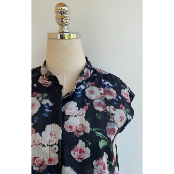 REBECCA MINKOFF Floral A Line Floral Mini Dress Black Rose Tiered Skirt XS - Picture 5 of 14